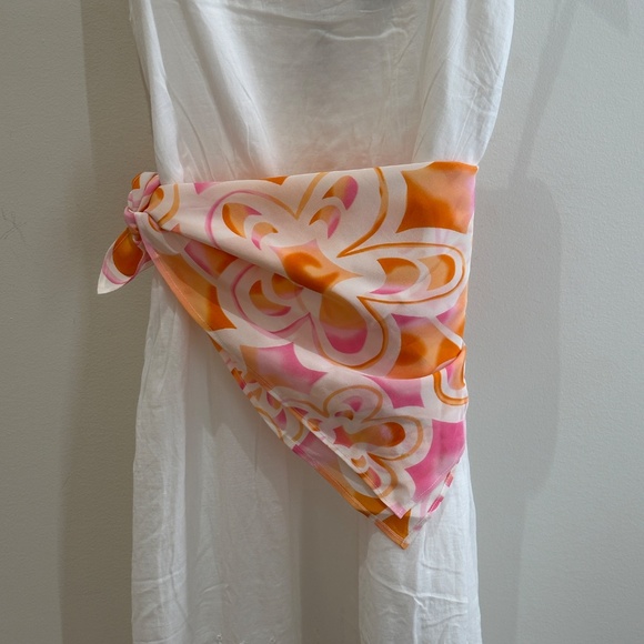 NWT SILKLETTE Claire 100% Fine Silk Kerchief Scarf ORANGE/PINK/WHITE - Picture 4 of 6